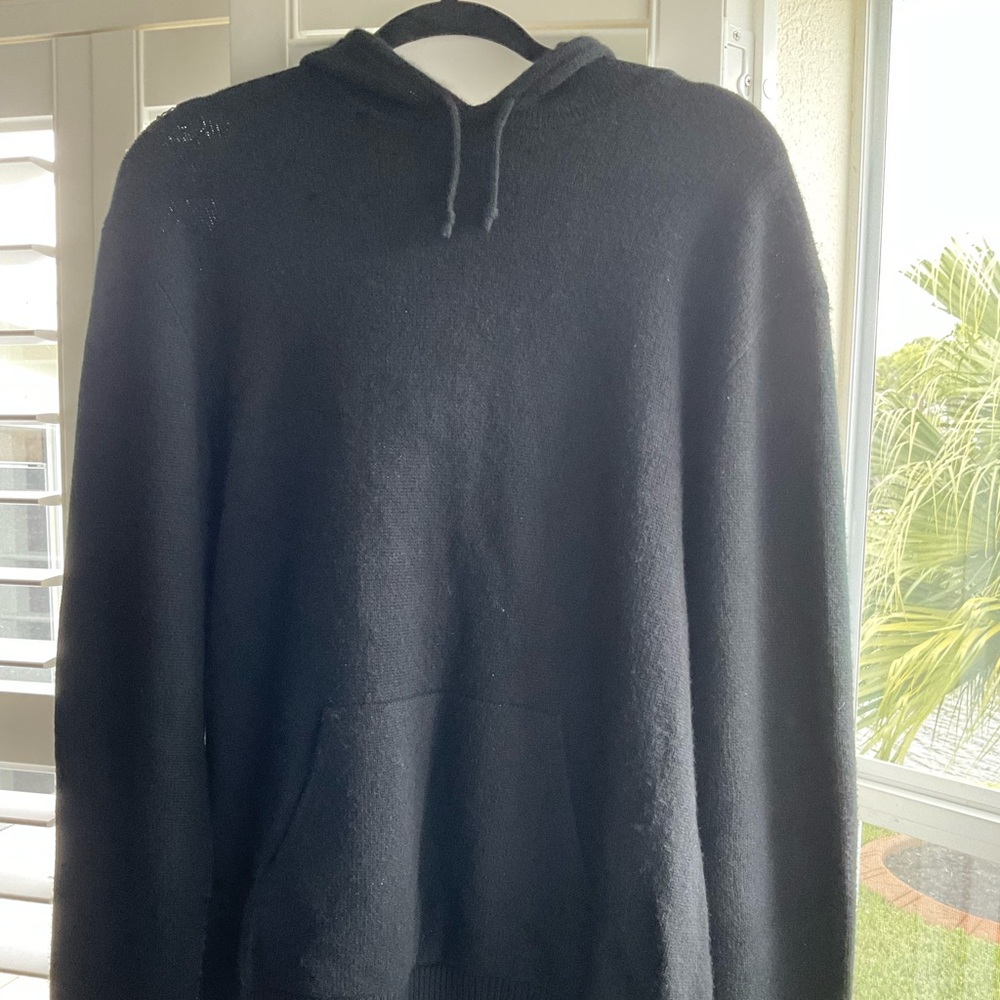 Polo Ralph Lauren Men’s Cashmere Hooded Sweater, Black, XXL, Kangaroo Pocket